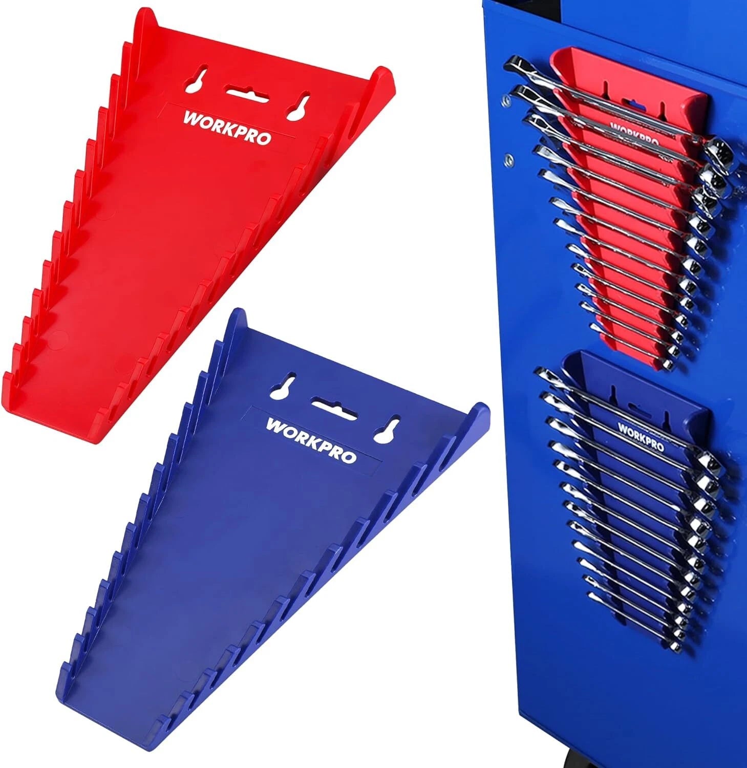 Workpro 2-pack Magnetic Wrench Organizer, 12-piece Wrench Holder Set