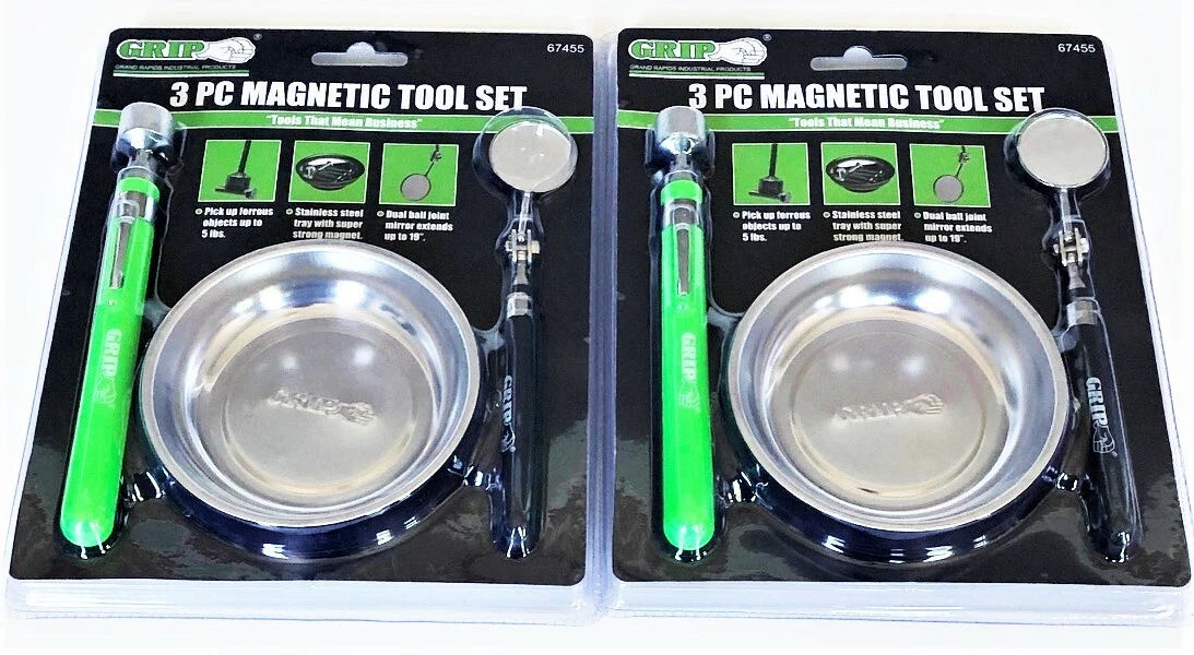 2 Grip Magnetic Parts Tray Telescoping 5lb Magnet Inspection Mirror