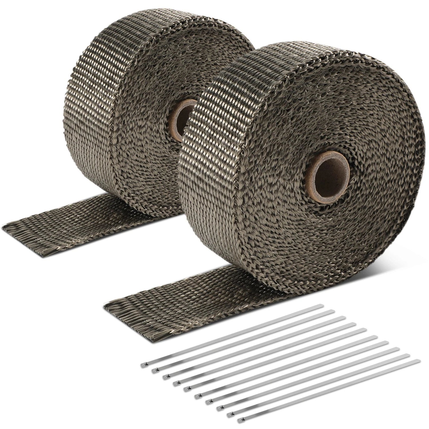 2" Wide Titanium Fiberglass 30ft Exhaust Header Wrap & Stainless