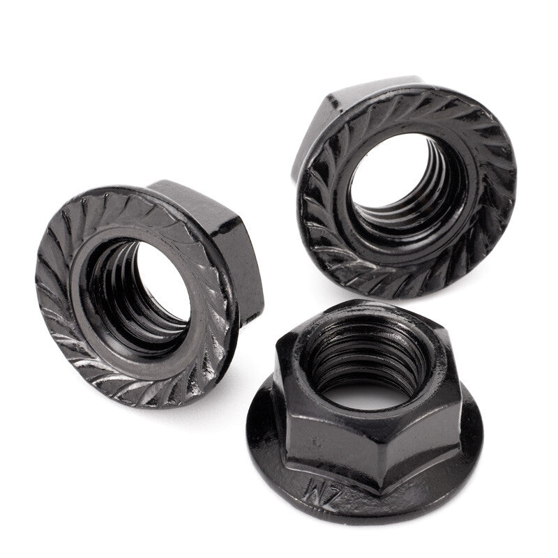 Black Zinc Steel Hex Serrated Flange Nuts