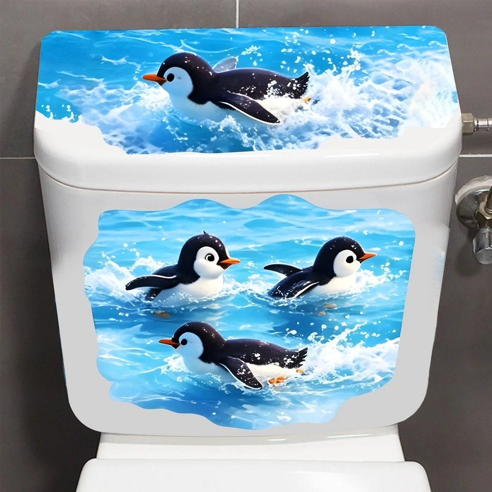 Hd Printed Penguin Sticker For Bathroom Toilet Seat And Lid Easy