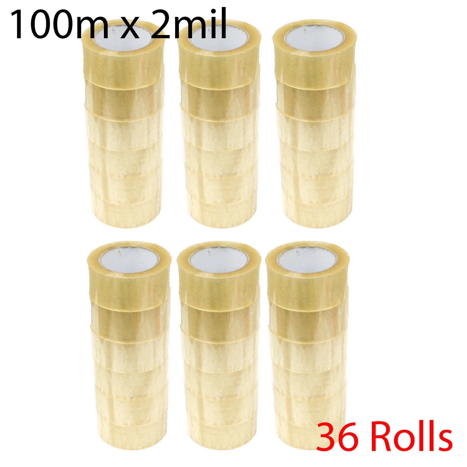 36 Rolls 2" Packing Sealing Tape 100m X 2 Mil (110 Yard) Packaging
