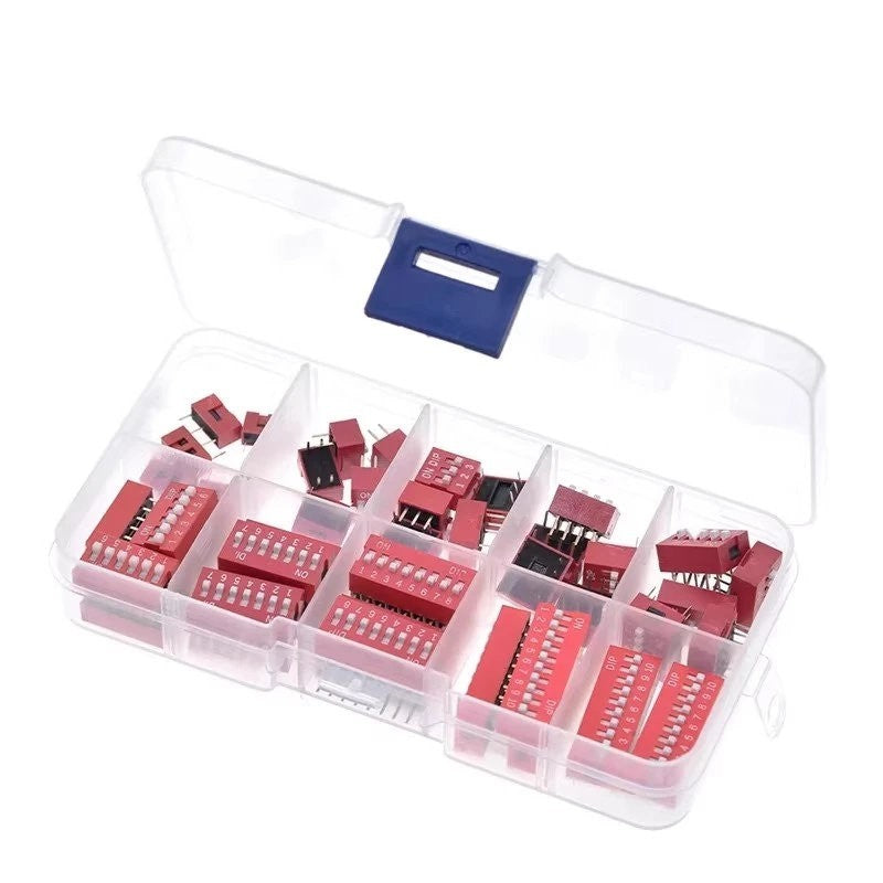 DIP DIL Switch Kit 45pcs 2.54mm Toggle SPST 1 2 3 4 5 6 7 8 10