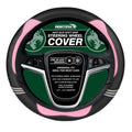 Montoya Steering Wheel Glove Cover Soft Grip Black & Pink Leather