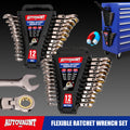 24PC Flex-Head Ratcheting Wrench Set Metric & Sae W/ Organizer 8-19MM