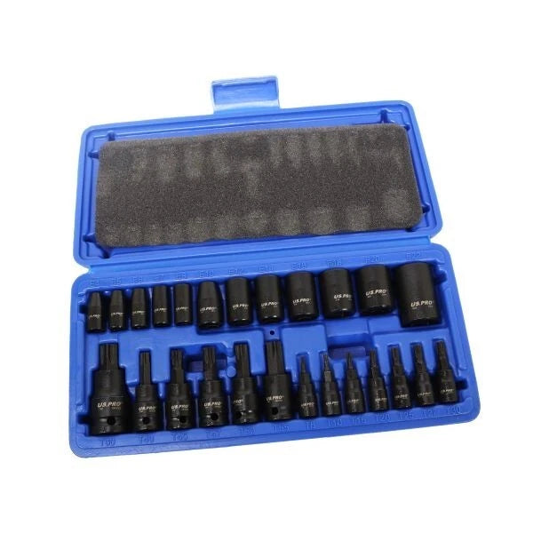 Us Pro Impact Torx & Female E-torx Socket Set Star Bits External Trx
