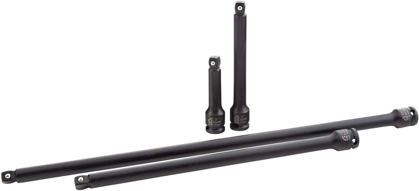 3504, 3/8 Inch Drive Impact Extension Set, 4 Pieces, SAE, 3" to 15"