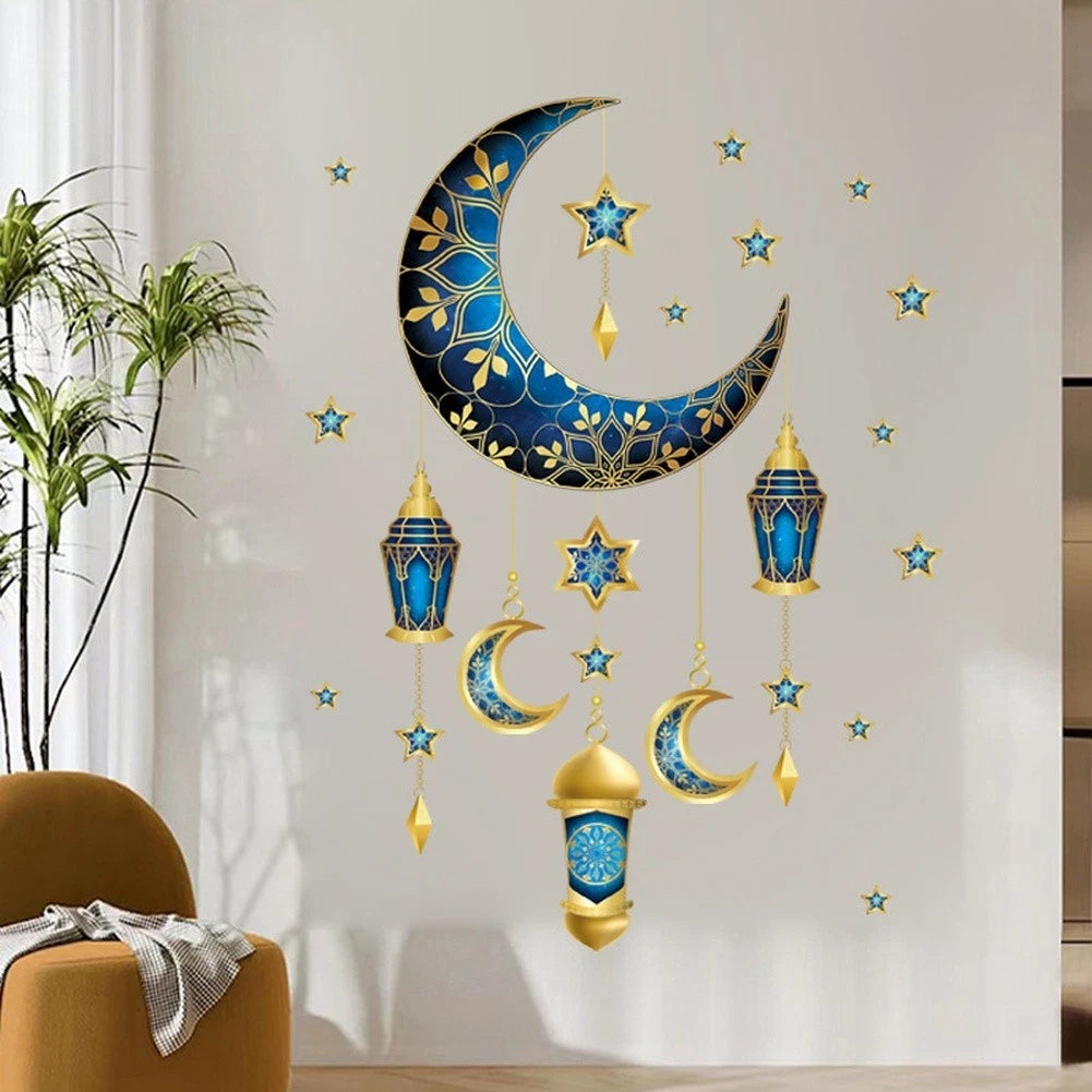 Star Moon Wall Stickers Pvc 3d Design For Living Room Bedroom Painted