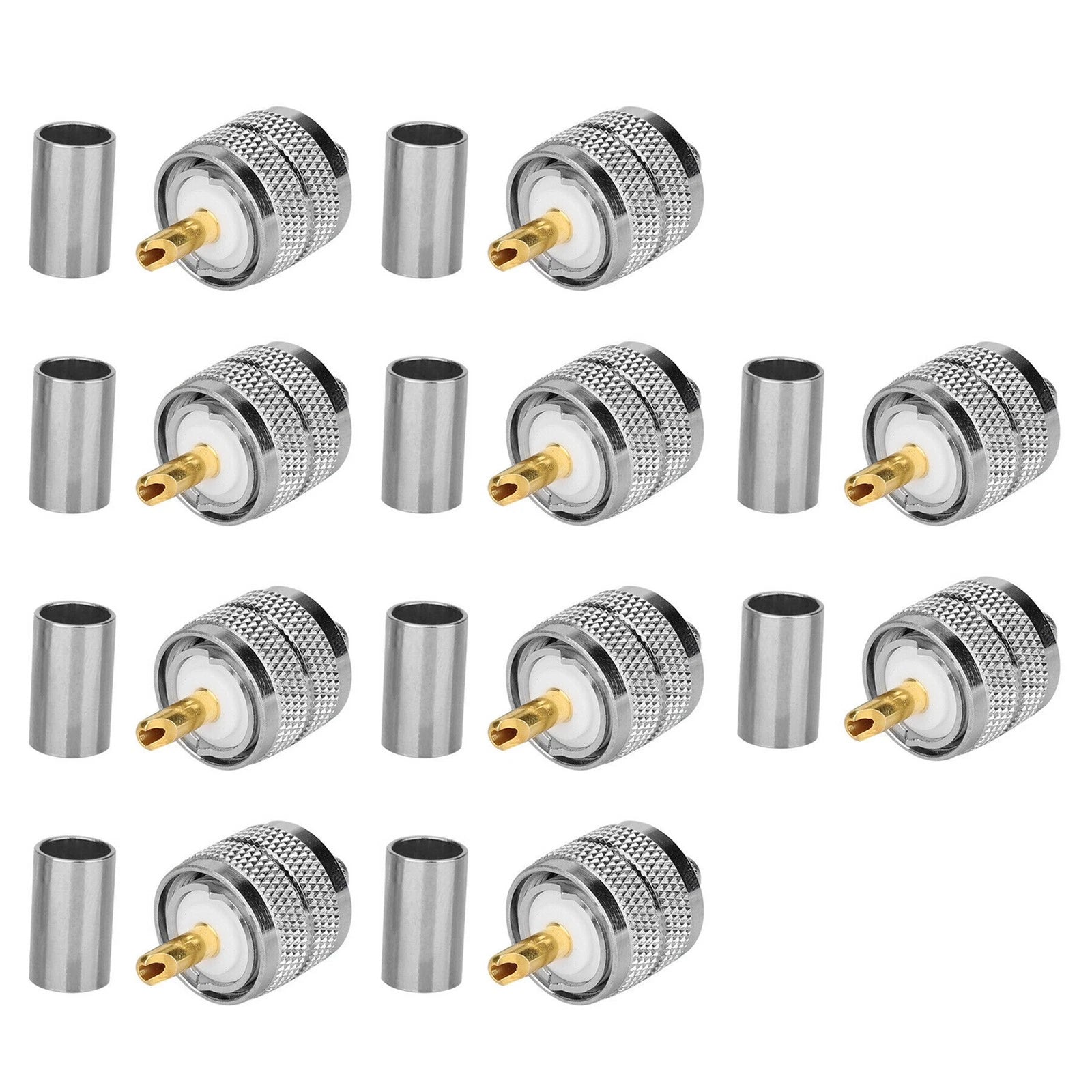 10*pl259 Pl-259 Uhf Male Plug Pin Crimp For Rg58 Rg142 Lmr195 Coaxial