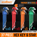 36+1 Piece Hex Key Allen Wrench Set Ball End SAE Metric Star Long Arm by Unbranded