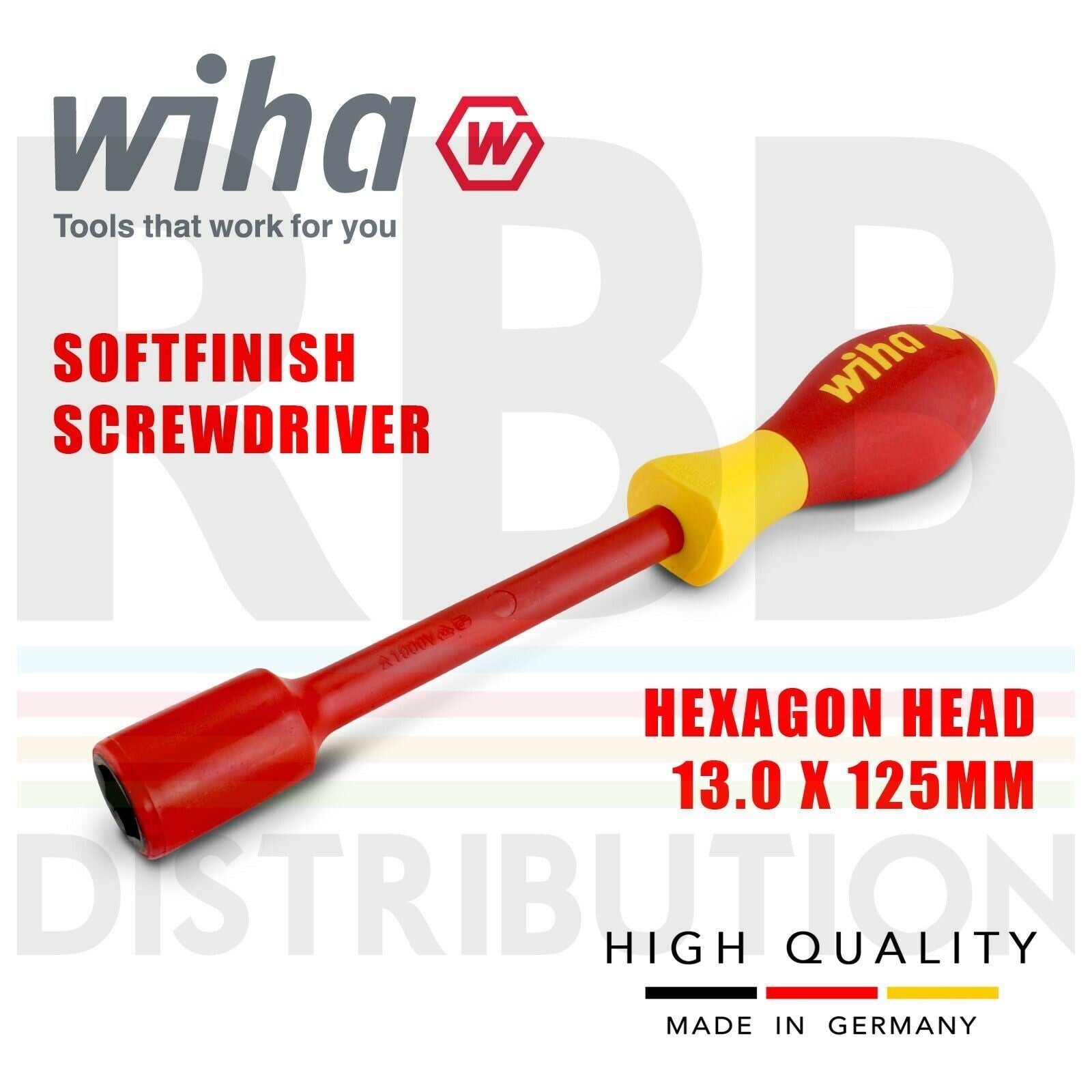 Wiha 00864 Hex Driver Screwdriver 1000v VDE Electrician 13mm SoftFinish GripOpen
