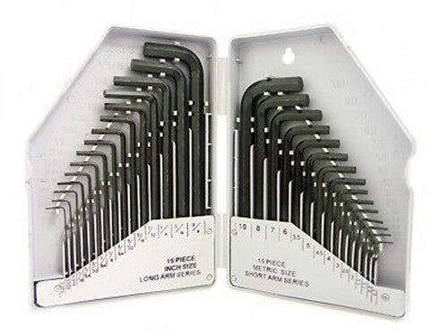 30pc Combo Hex Key Wrench Set SAE and MM long short arm hex Wrenches