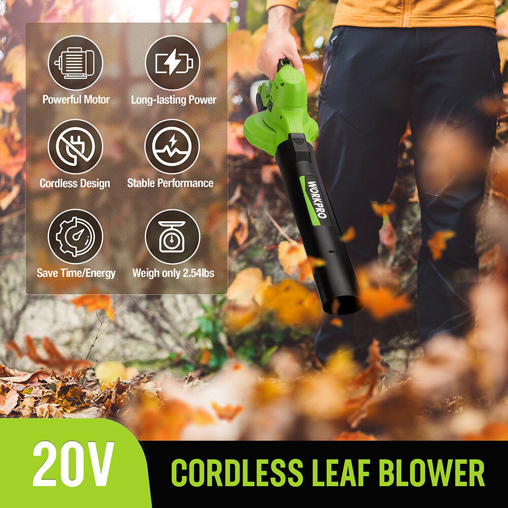 20Volt Cordless Battery Powered Leaf Blower 2-Speed Control Electric