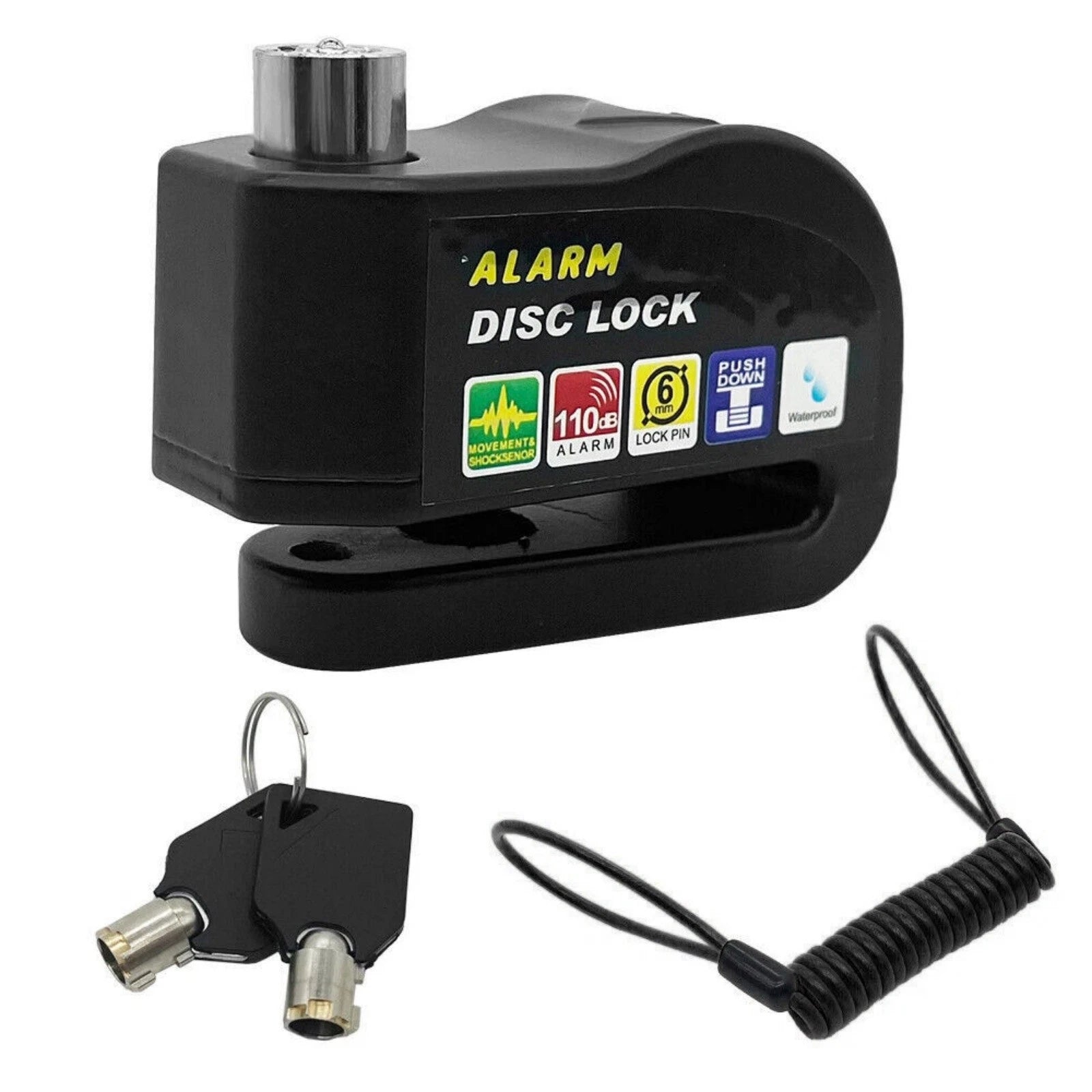 Sturdy Disc Lock Alarm Anti-saw Anti-cut For Motorcycle Scooter Bike