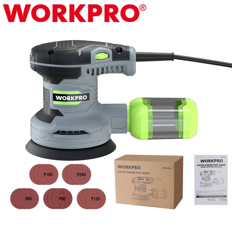 WORKPRO 2.5Amp 5" Random Orbit Sander 6 Variable Speeds Sander 7000 to 14000 RPM