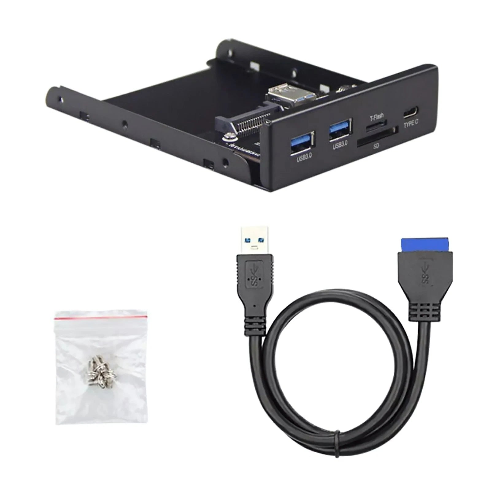 1* Front Panel 20pin To Type-c Usb 3.0 Micro Sd/tf For