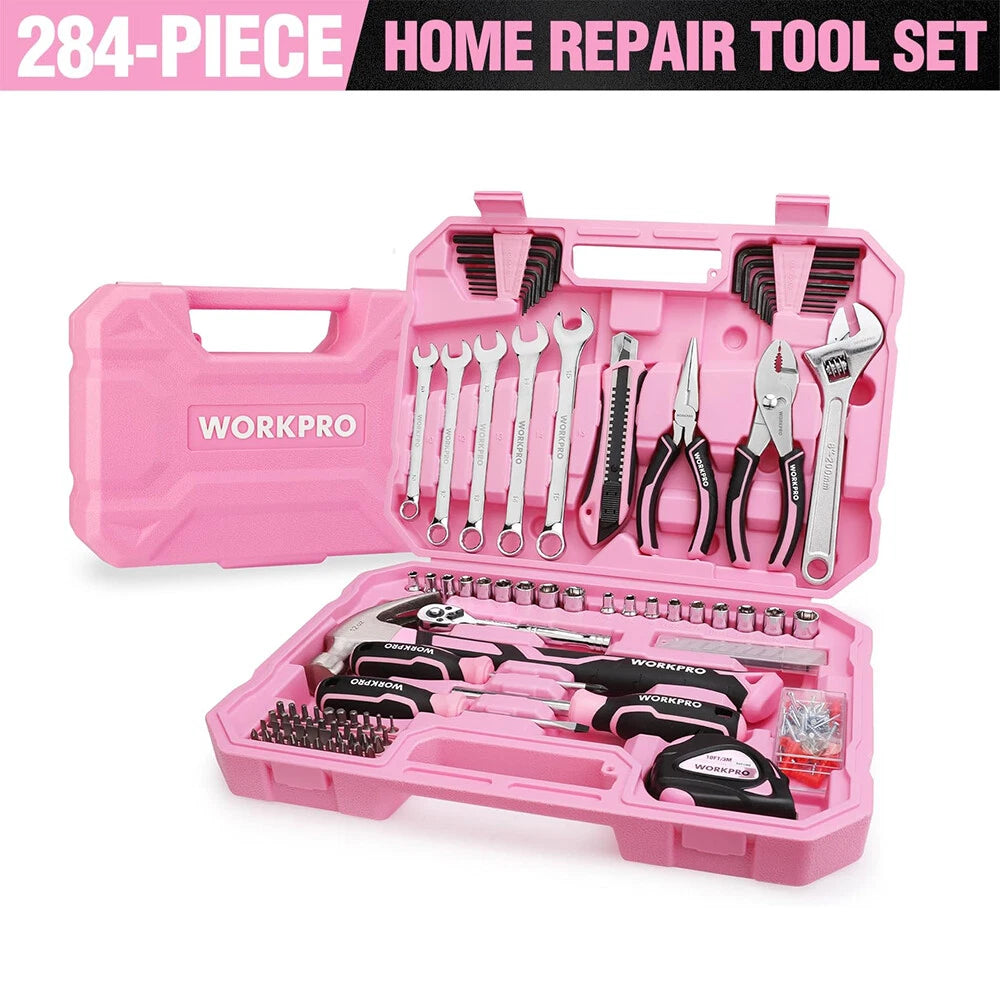 Workpro Pink Household Home Tool Kit, Mechanic Tool Set With Socket