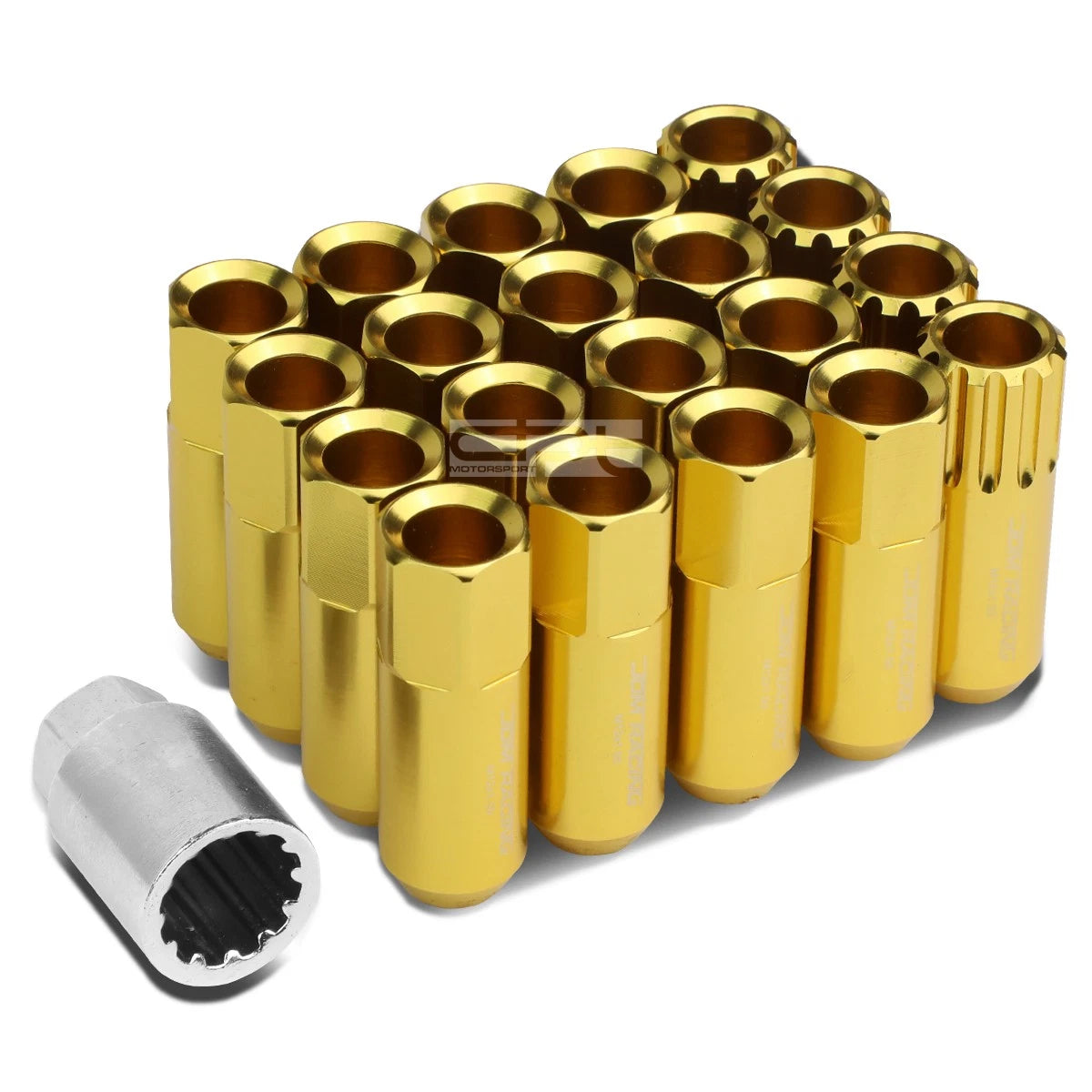Aluminum Gold 16 Lug+4 Lock Nuts+adapter M12x1.5 20mm Od/60mm Tall