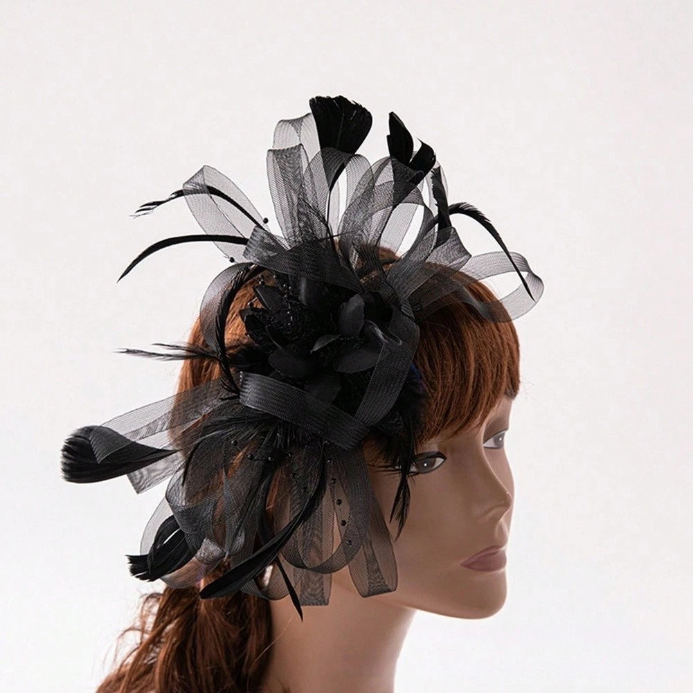 Mesh Feather Bridal Hair Accessories Style Floral Headband Set