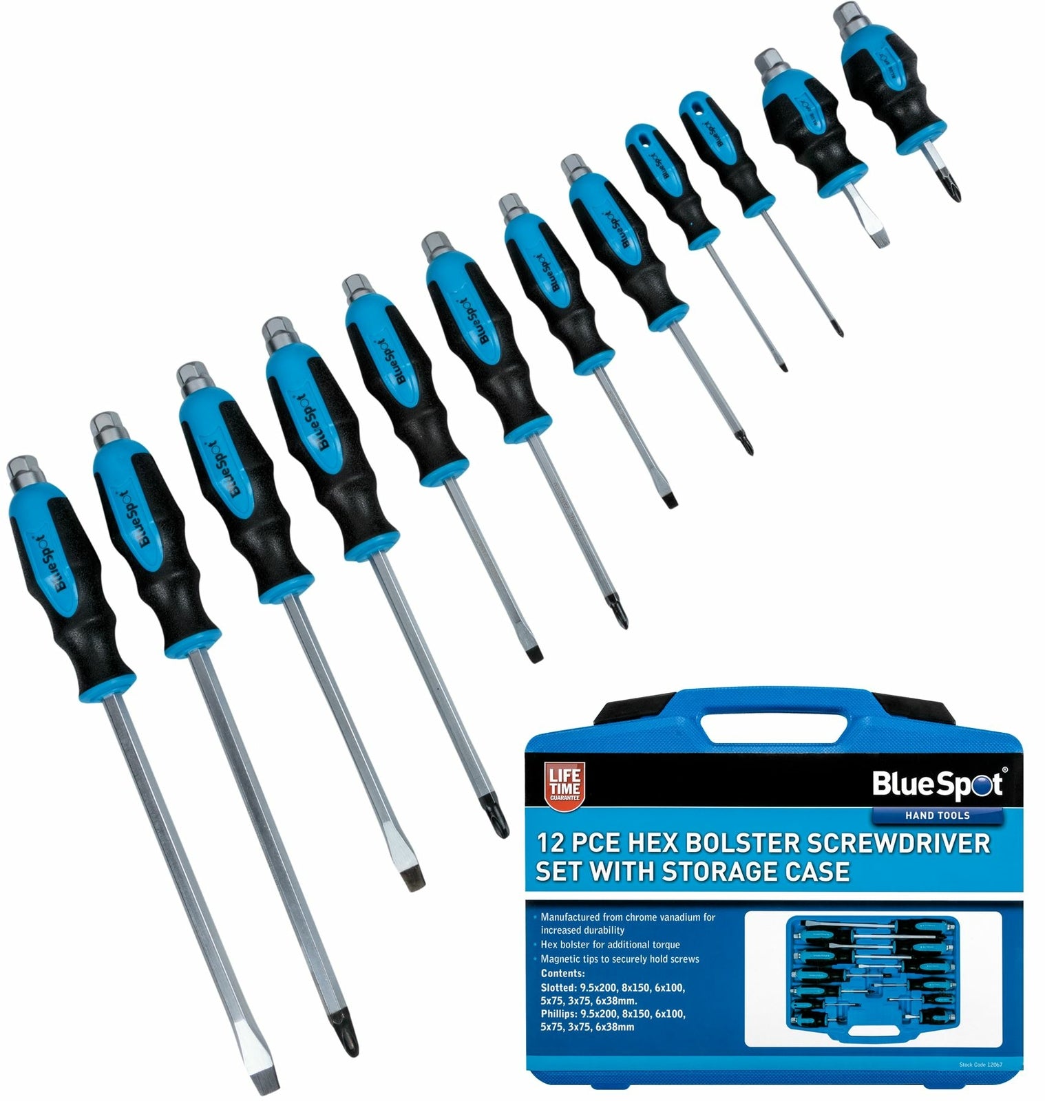 BlueSpot Screwdriver Set - Hex Impact Bolster Handle by BlueSpot