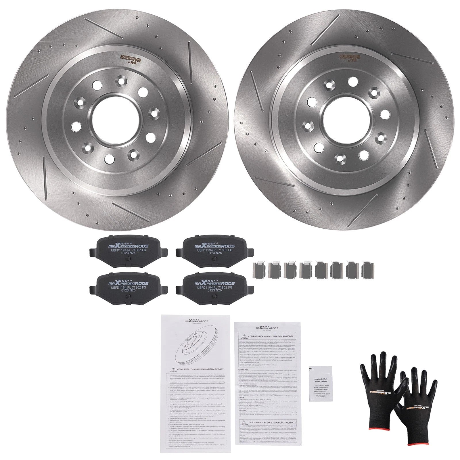 Rear Disc Brake Rotors Ceramic Pads for Lincoln MKS 2009-2012 MKT 2010-19 S54165