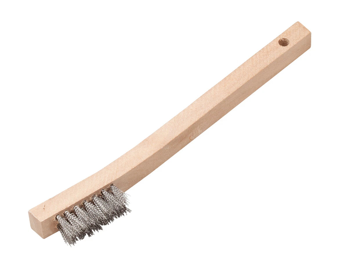 6-7/8" Carbon Steel Wire Scratch Brush Welders Toothbrush Wooden Handle