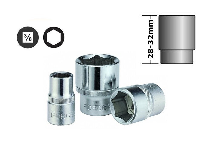 Force 3/8" Dr. Imperial SAE Flank Socket Individual Options: 1/4"-7/8"