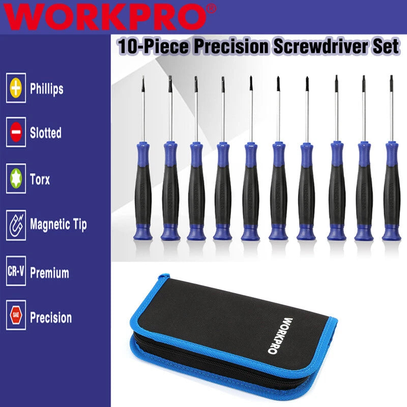 WORKPRO 10PCS Precision Screwdriver Set Phillips Slotted Torx Star Screwdrivers