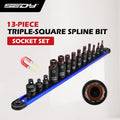 13PC Triple Square Spline Bit Socket Set