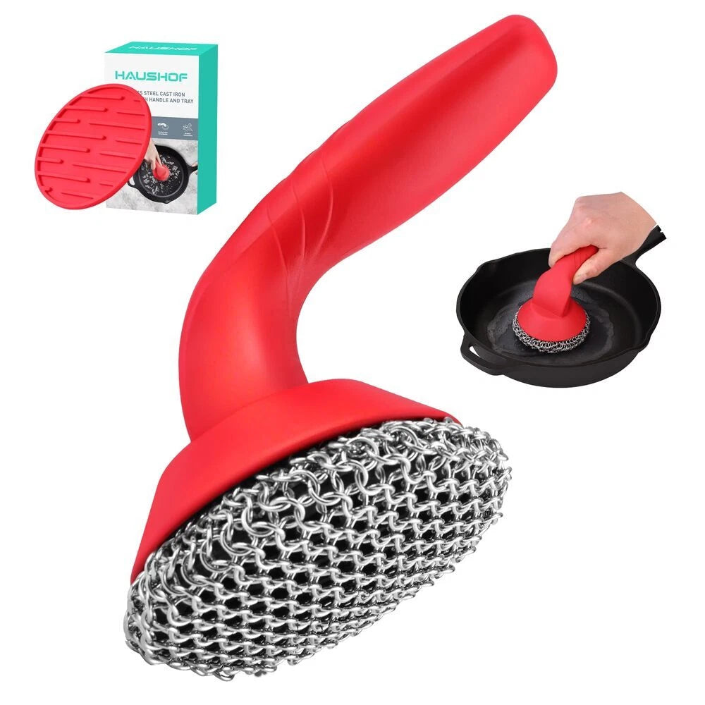 Haushof Cast Iron Scrubber Chainmail Scrubber Cast Iron Cleaner With