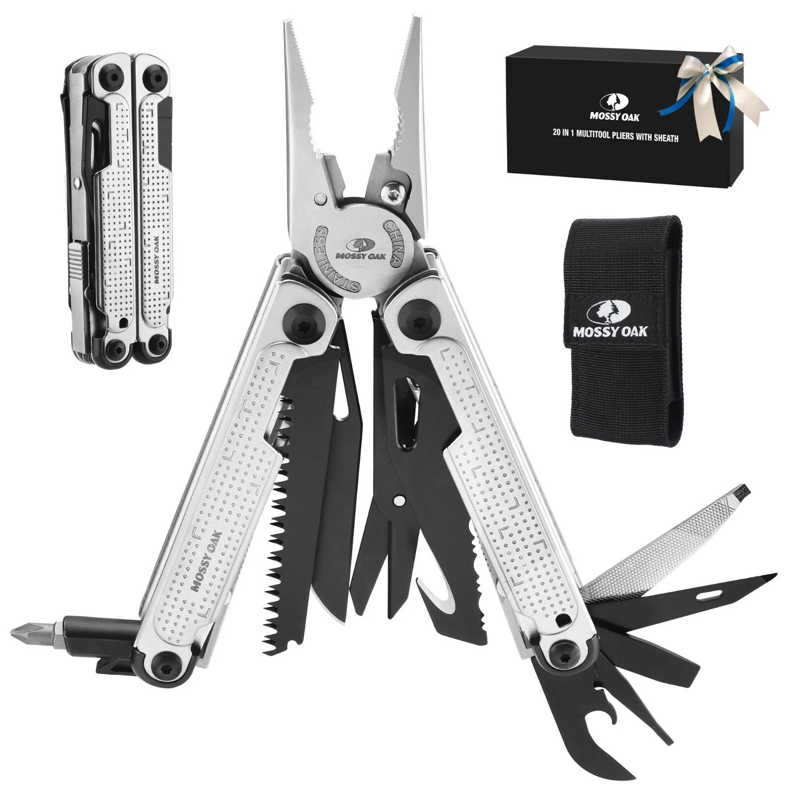 Mossy Oak Multitool, 20-in-1 Stainless Steel Multi Tool Pliers