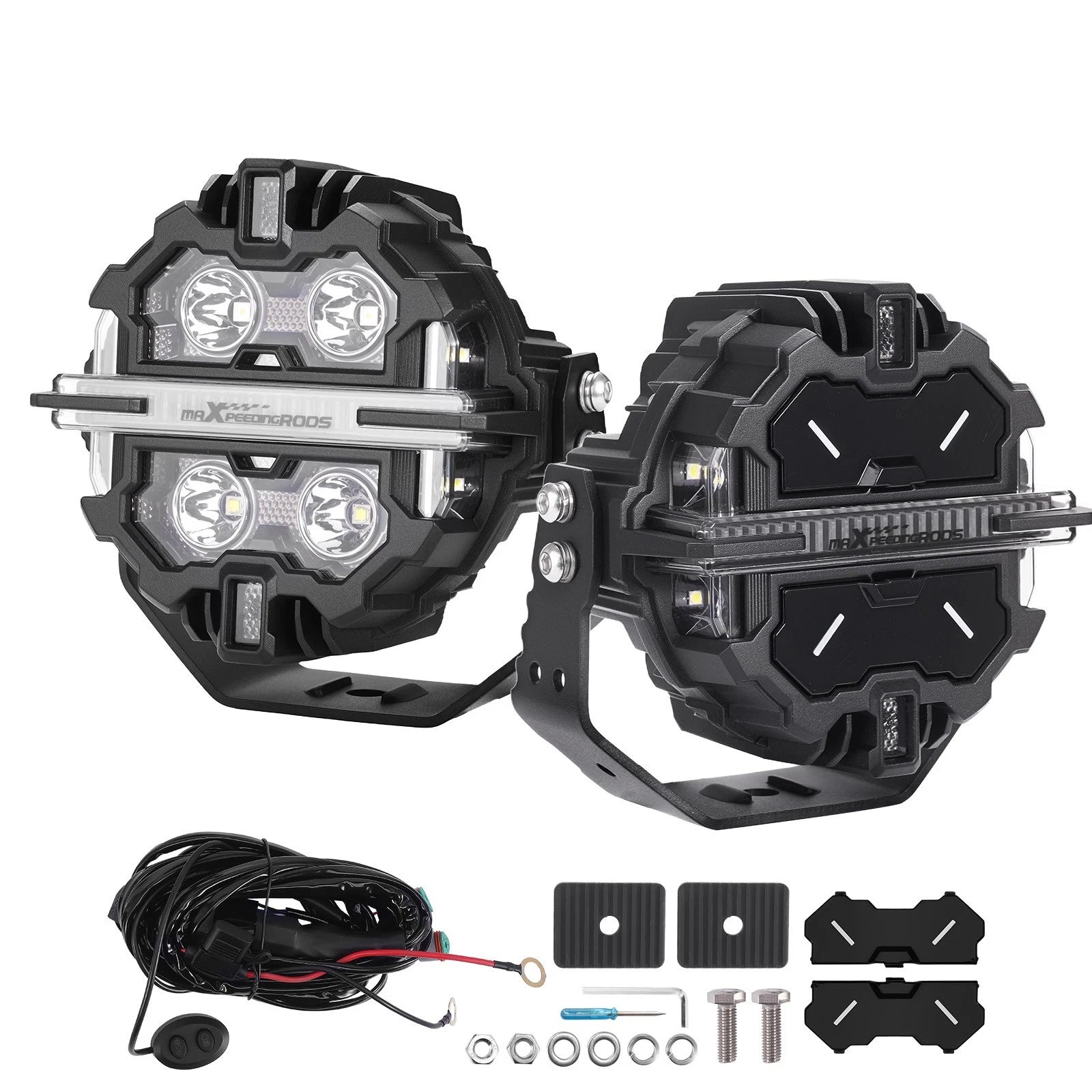 5"Inch 212W LED Work Driving Light Spot Beam &amp; Side Shooter DRL for Jeep