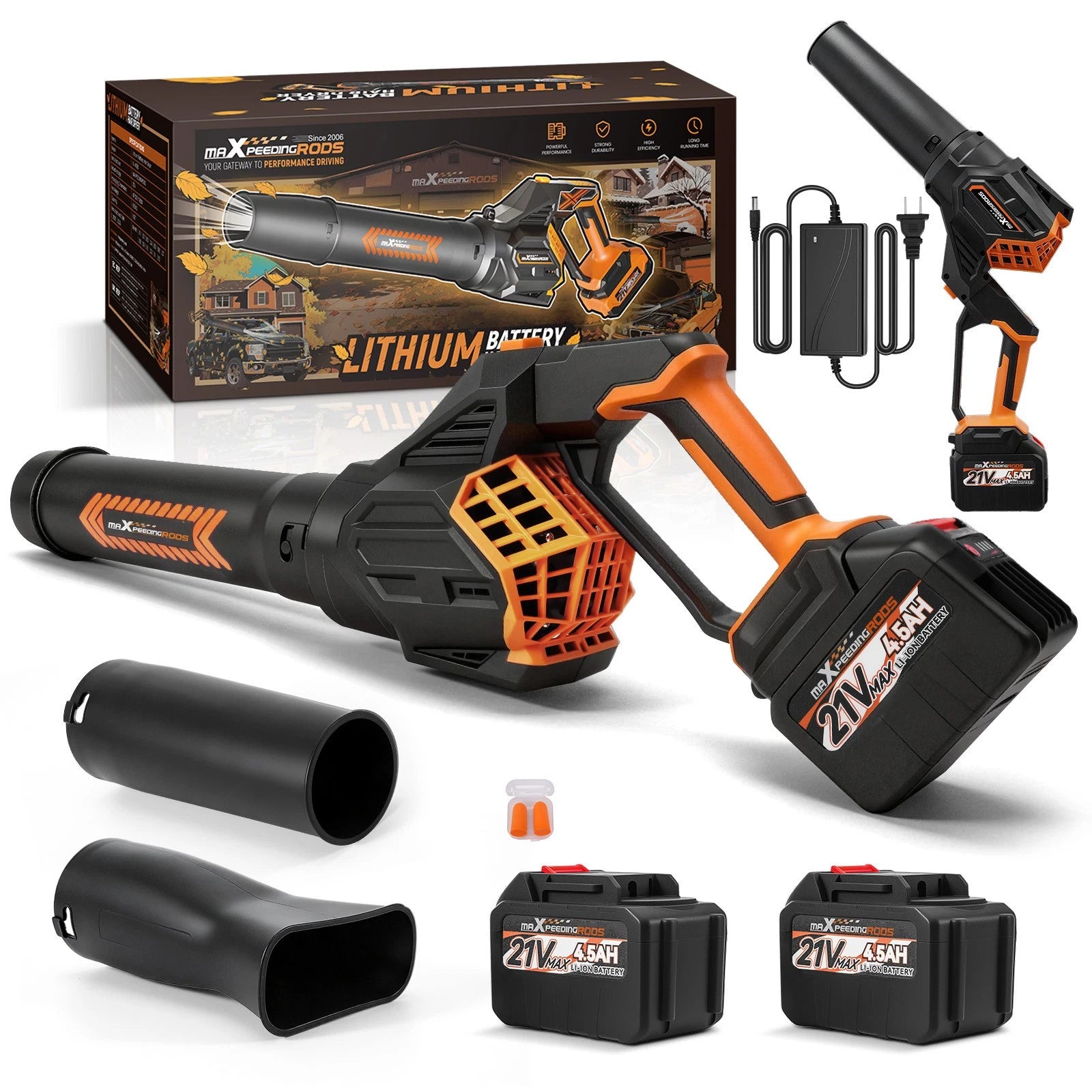 Cordless Leaf Blower 580 CFM 160 MPH 2 Batteries Brushless 3.6 lbs Light