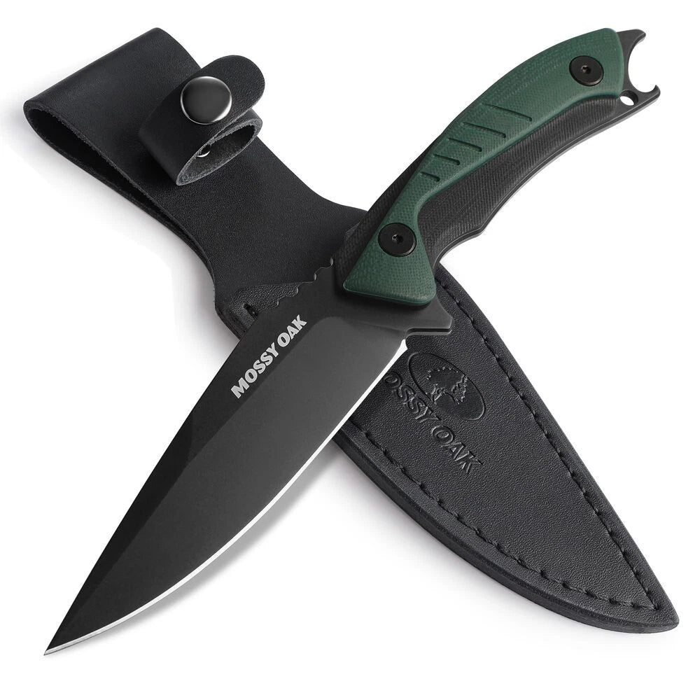 Mossy Oak 9.5-inch Hunting Knife G10 Handle Full Tang Fixed Blade Knife w/Sheath