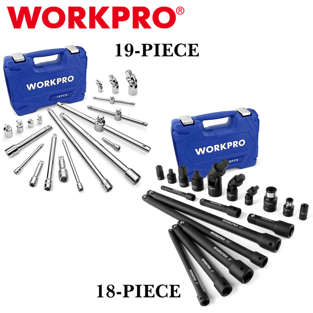 WORKPRO 19-Pieces Drive Socket Extensions Set/18-Pieces Drive Tool
