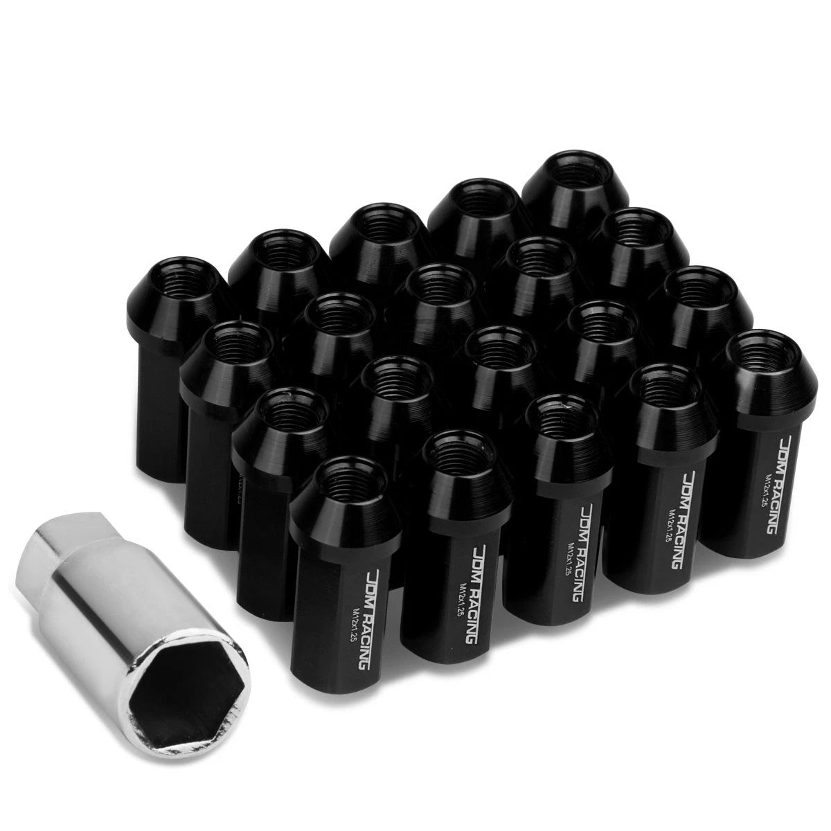 Closed End M12x1.25 50mm Tall 25mm Od Black Aluminum Jdm Lug