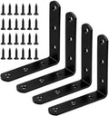 4 Pcs Black Stainless Steel L Bracket 3 X 3 Inch Metal Corner Brace