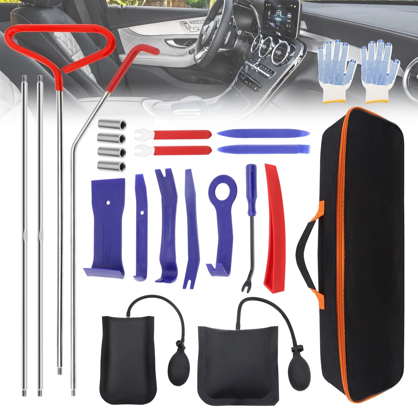 Car Tool Kit, 65 Inch Pull, Puller, Stainless Steel Car Lockout Kit