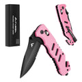 FLISSA Folding Pocket Knife w/Clips Survival Knife Seatbelt Cutter Glass Breaker