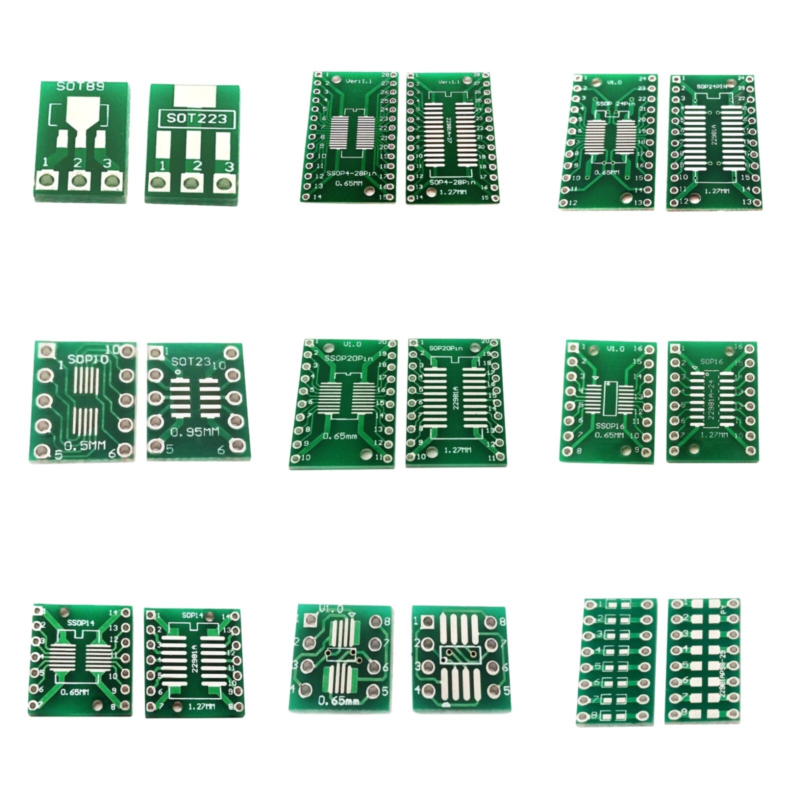 SMD to DIP Adaptor Board PCB SOT SOP 8 14 16 20 23 24 28 89 223