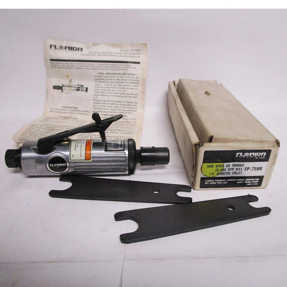 Florida Pneumatic 1/4" Heavy Duty Die Grinder Fp-758r 25,000 Rpm