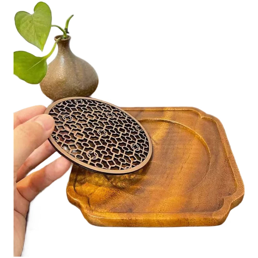 Natural Walnut Tea Tray With Lace Pattern For Handmade Chinese Tea