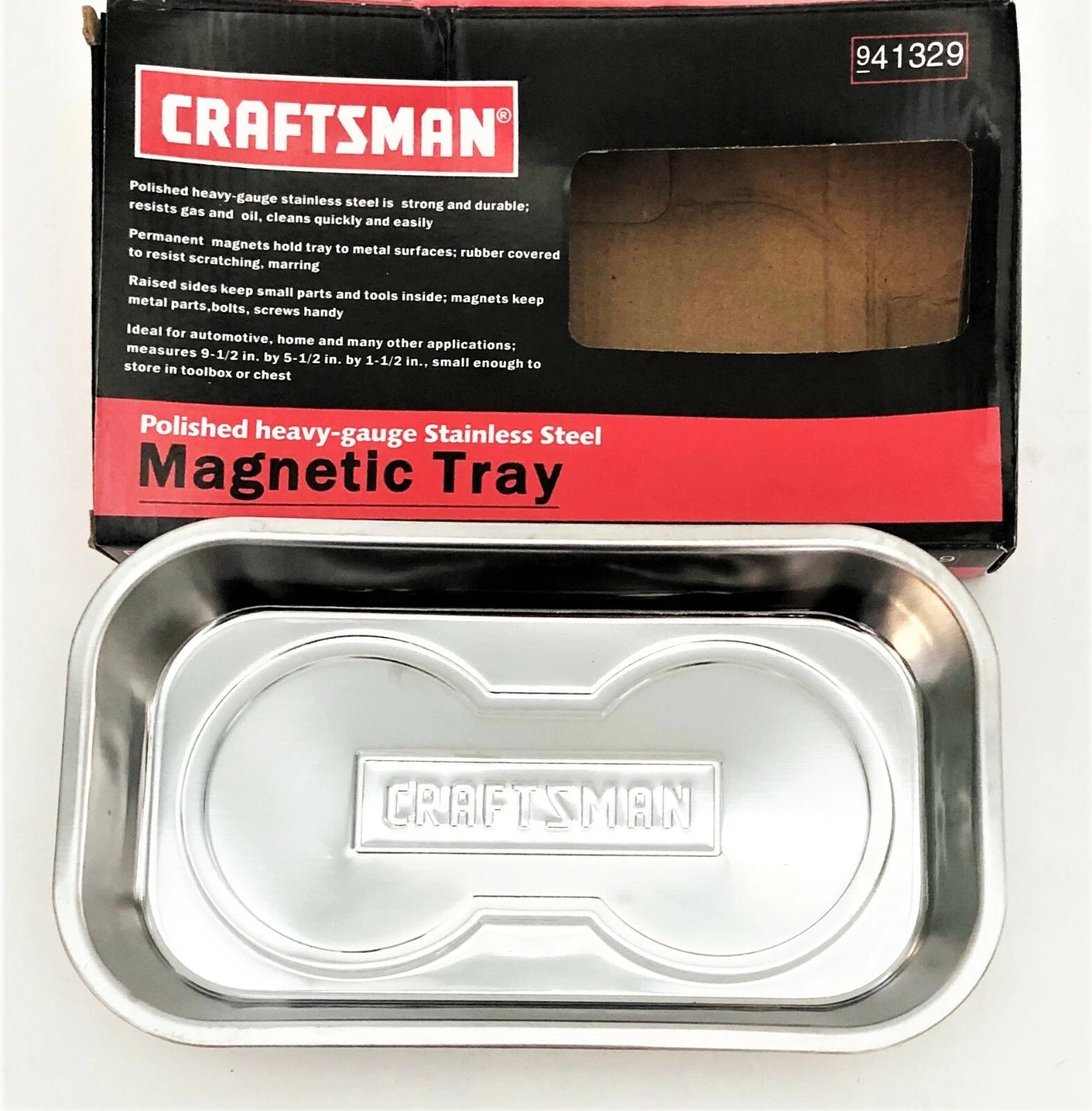 Craftsman 6" X 10" Rectangle Stainless Steel Magnetic Parts Tray Dish