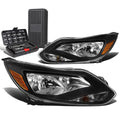 For 2012-2014 Ford Focus Pair Black/amber Side Headlights Head