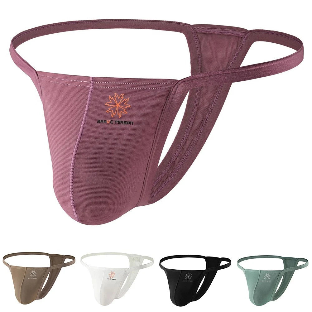 Mens Low Waist Thongs Underwear Gstring Breathable Nylon Spandex For