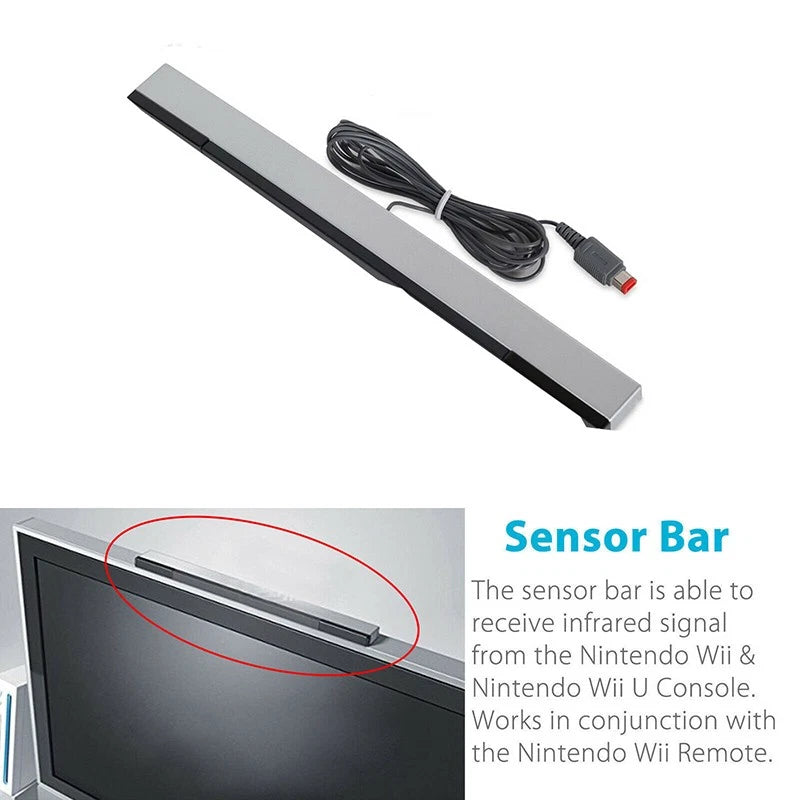 Sensor Bar For Nintendo Wii & Wii U With Stand Wired Infrared