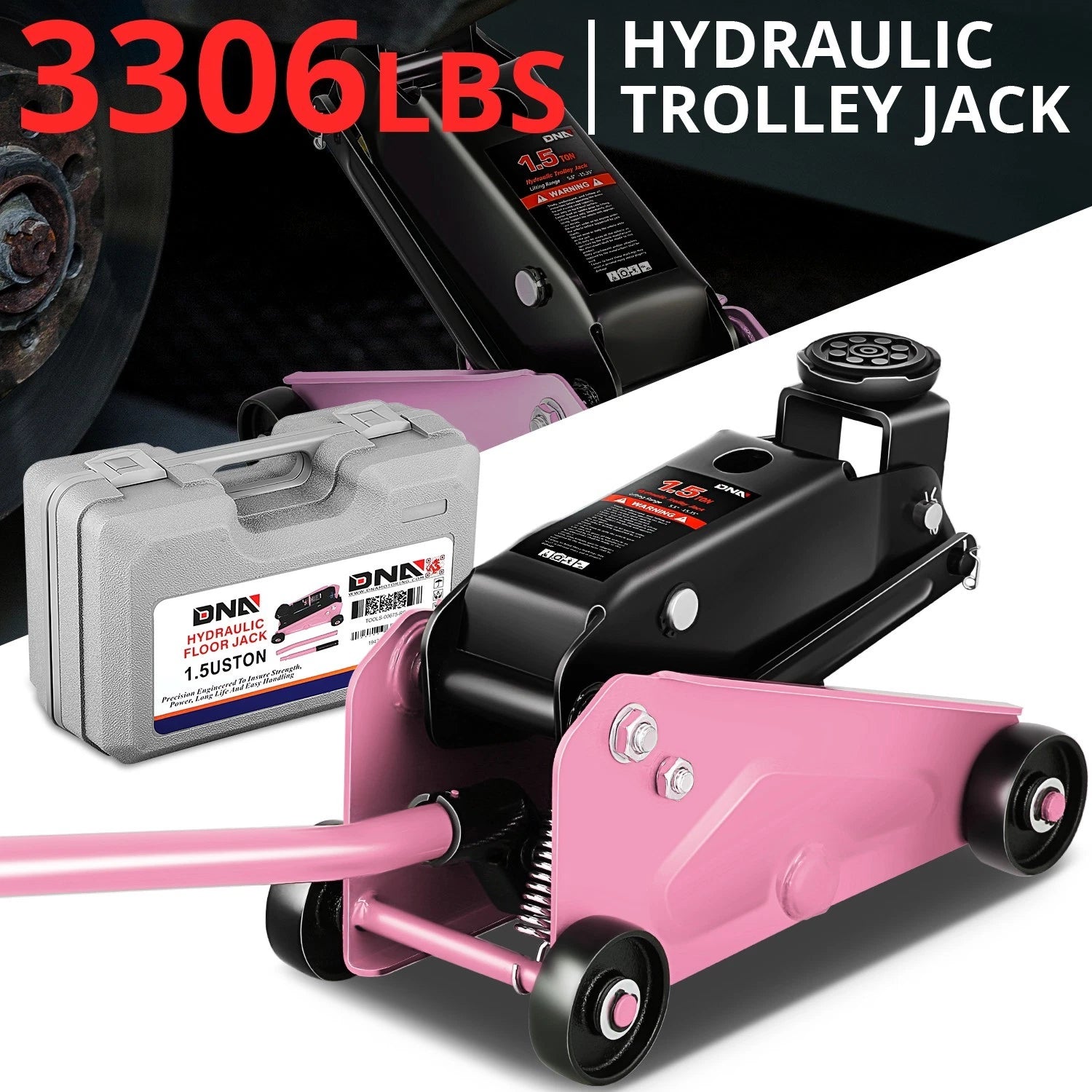 5.5-15in 3000lbs Capacity Hydraulic Pink Floor Jack(1.5 Ton ) W/