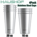 HAUSHOF 20 oz/16 oz 4 Pack Pint Cup Stainless Steel Cup Stackable