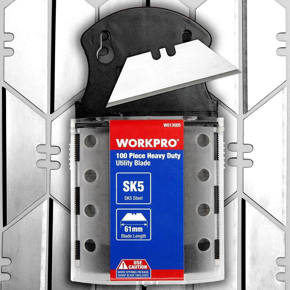 Workpro 100pack Utility Knife Blades Set Sk5 Steel For Most Knife