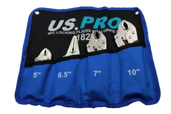 US PRO Locking Pliers 4pc Mole Grips Adjustable Wrench Vice Grips